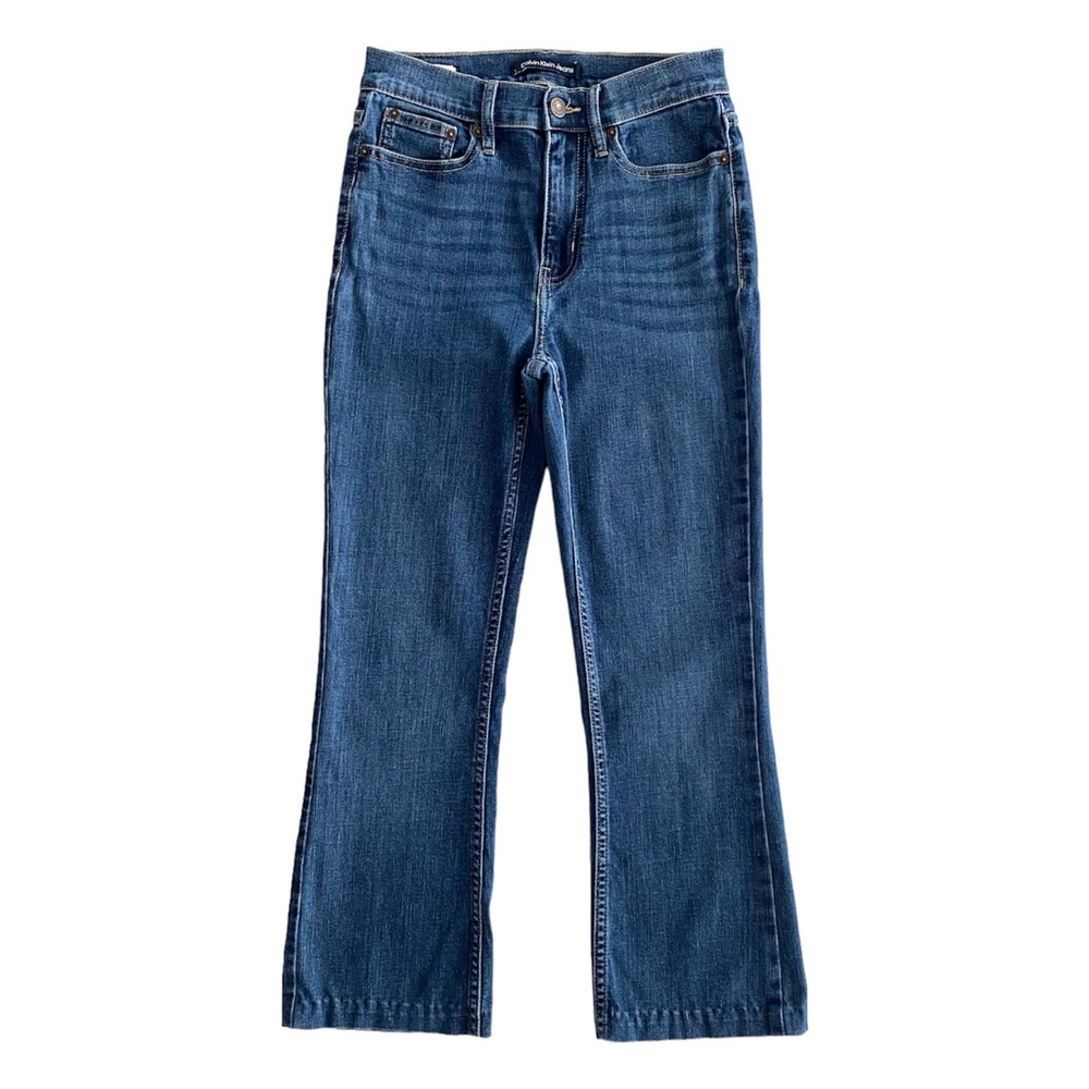 Calvin Klein High Rise Dark Wash Flare Demi Boot Jeans Women's Size 2 Short